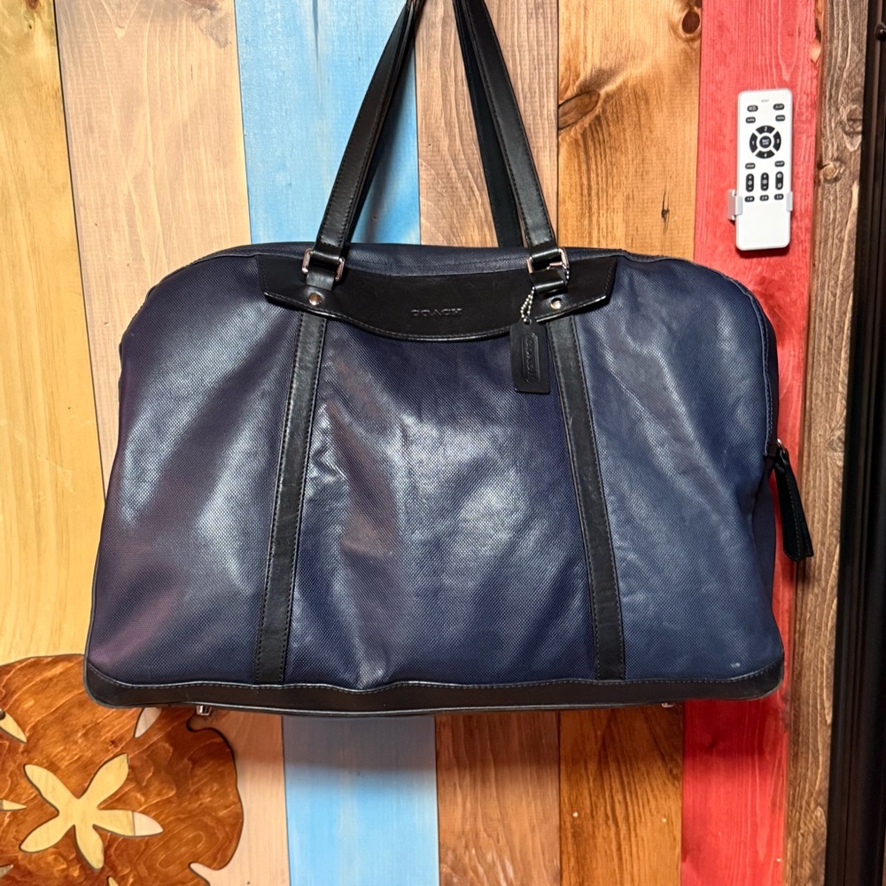 Coach Gotham Textured Leather Duffle Bag – Navy Blue (Style No. F54786) - Picture 12 of 14